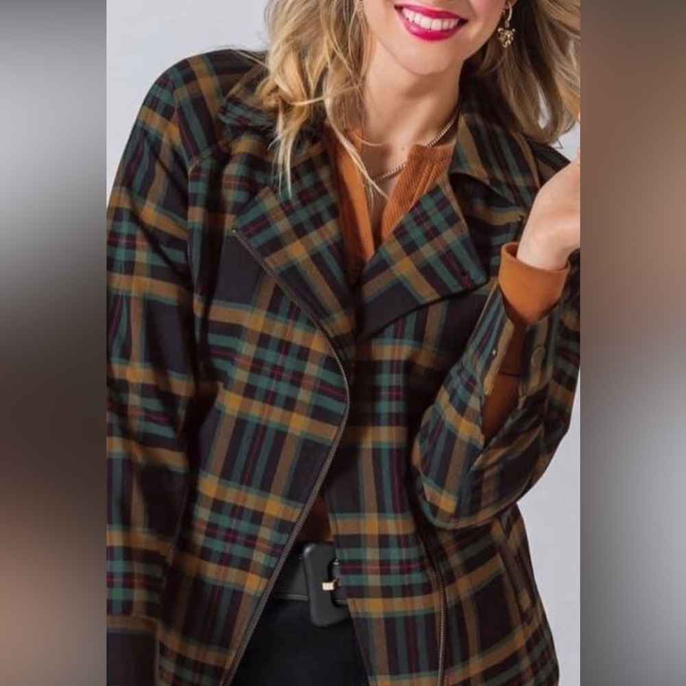 Cabi Moto plaid jacket